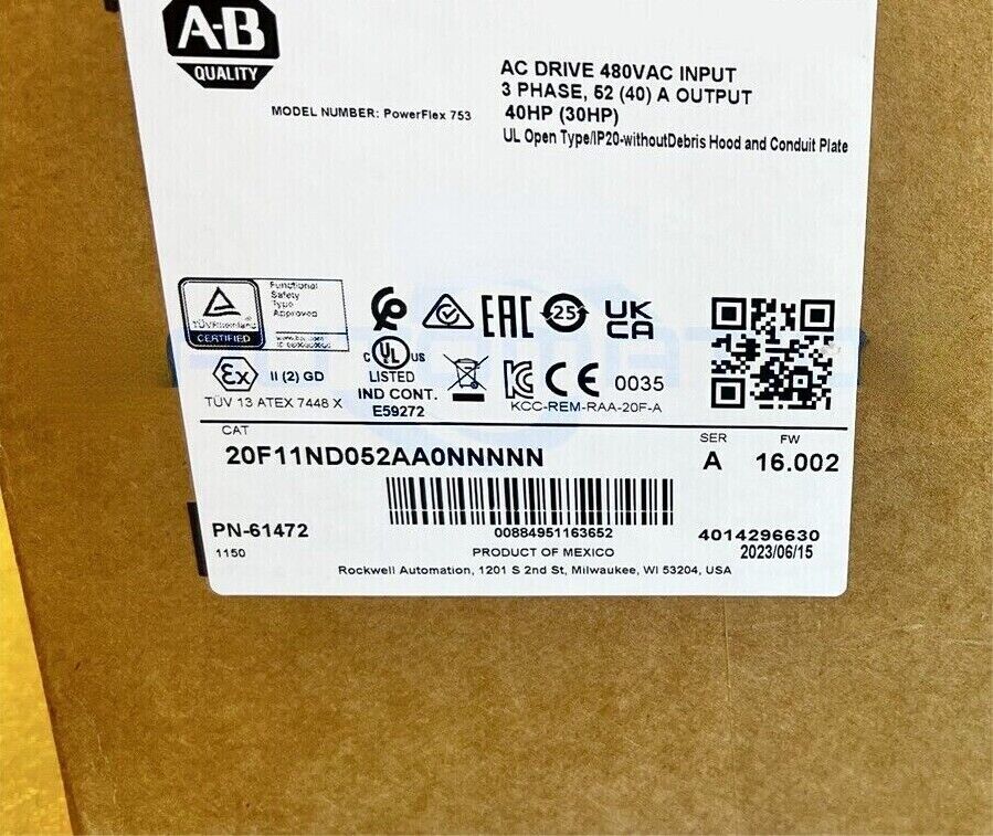 New Allen-Bradley 20F11ND052AA0NNNNN PowerFlex753 AC Drive Fedex or DHL