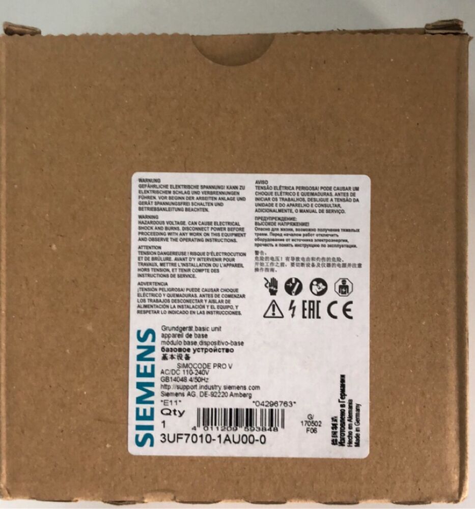 NEW SIEMENS 3UF7010-1AU00-0 RELAY MOTOR CONTROL PRO V BASE 110/240V AC/DC Fedex / DHL