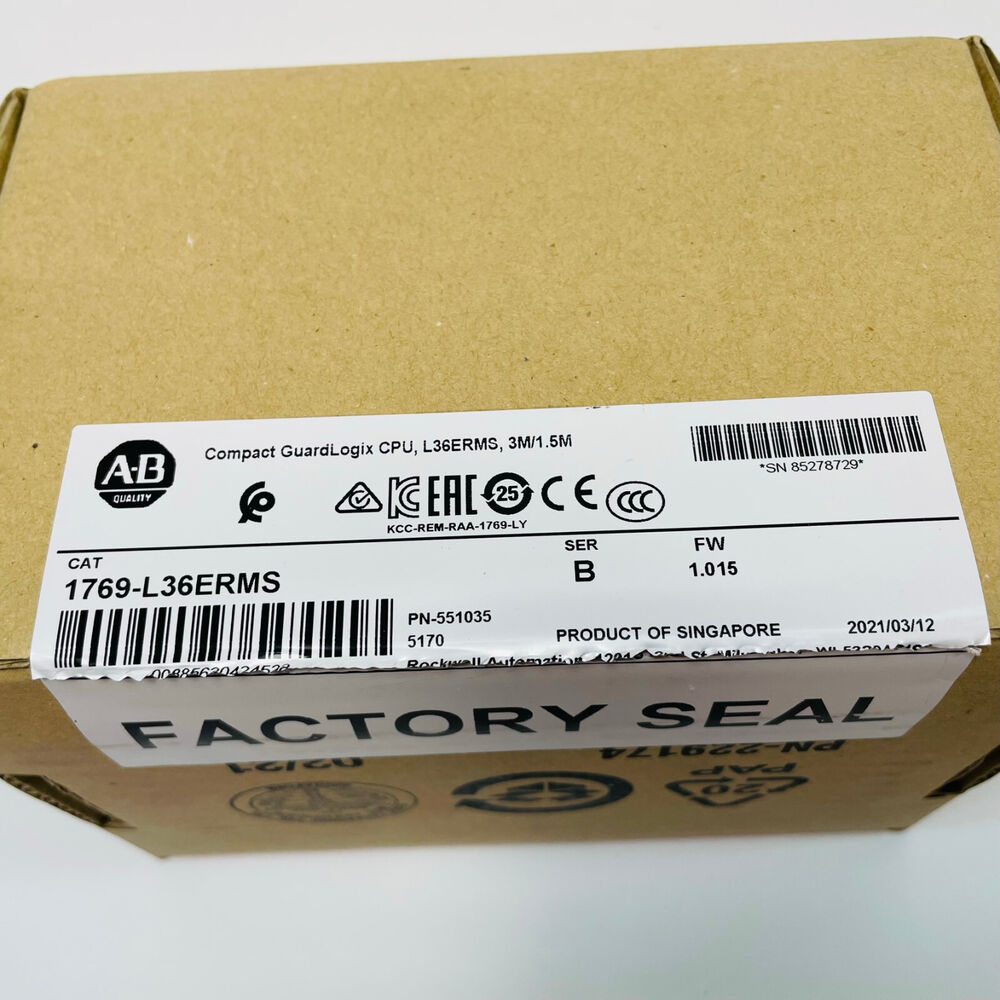 Allen Bradley 1769-L36ERMS AB 1769L36ERMS / A CompactLogix 3MB Motion New DHL / UPS / FedEx