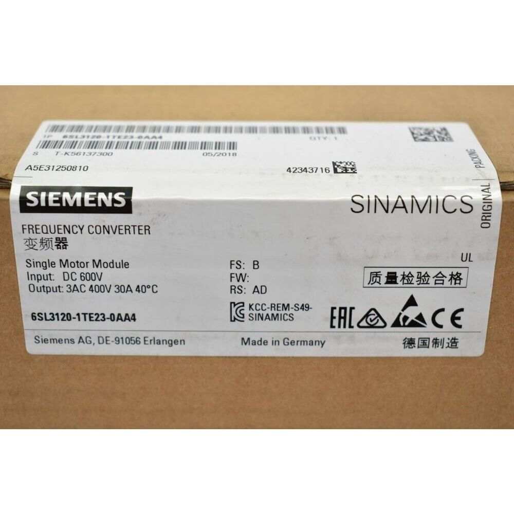 New Siemens 6SL3120-1TE23-0AA4 SINAMICS S120 Double Motor 6SL3 120-1TE23-0AA4