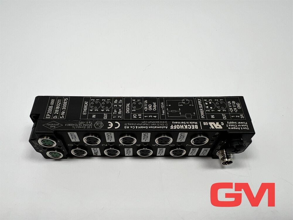 Beckhoff Ethercat Box EP2008-0001 24V Dc 0,5A M8 8-Kanal-Digital-Ausgang