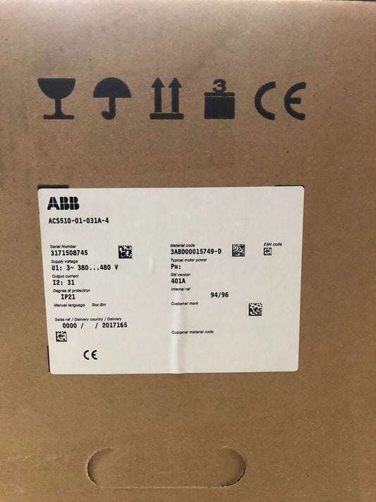 New In Box ABB Inverter ACS510-01-031A-4 ( ACS51001031A4 ) DHL / UPS / FedEx