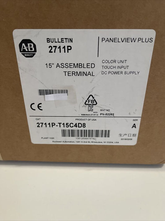 New Allen Bradley 2711P-T15C4D8 PanelView Plus 6 1500 Touch Color 15" DHL / UPS / FedEx