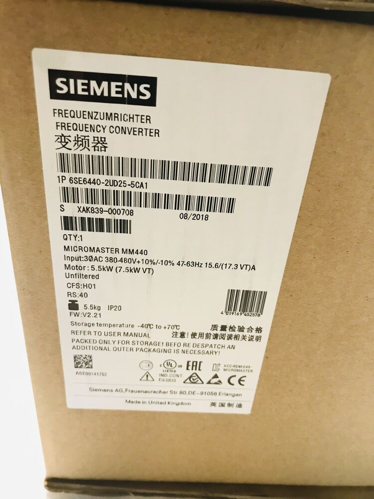 New In Box Siemens 6SE6440-2UD25-5CA1 Inverter with 1 Year Warranty Fedex / DHL