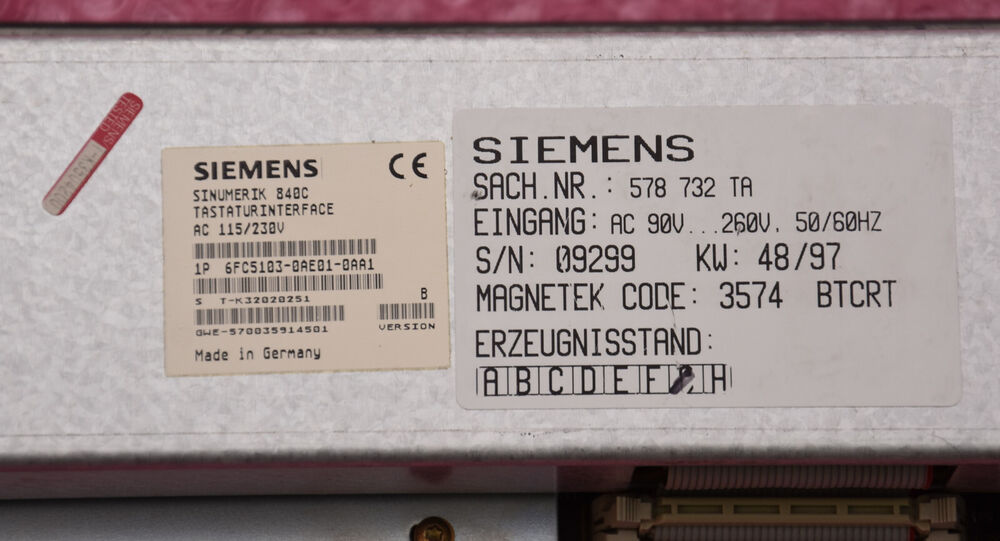 Siemens Sinumerik / 6FC5103-0AE01-0AA1 / 840C/CE Keyboard Interface AC 115/230V-