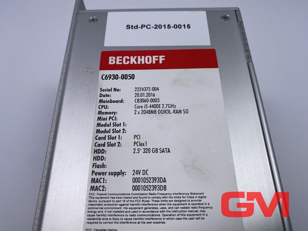 Beckhoff Schaltschrank-Industrie-Pc C6930-0050 CPU Core i5-4400E HDD Z5K500-320