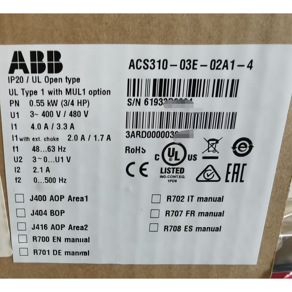 ACS310-03E-02A1-4 ABB Inverter Brand New Spot Goods！UPS Expedited Shipping