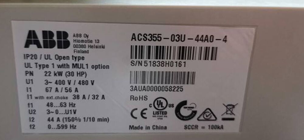 NEW ACS355-03U-44A0-4 ABB DRIVE WITH ACS-CP-C KEYPAD DHL / UPS / FedEx