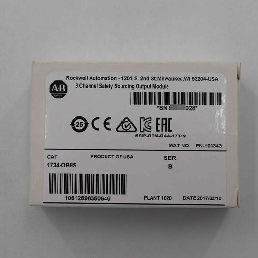 1734-OB8S Safety Output Point I/O Module 1734OB8S New Expedited Shipping DHL / UPS / FedEx