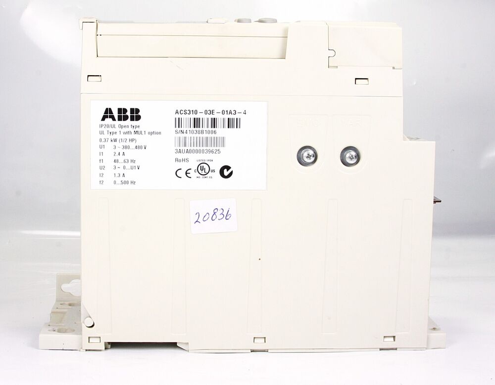 Abb Inverter ACS310-03E-01A3-4 380...480V 2.4A .37kW 0.5Hp