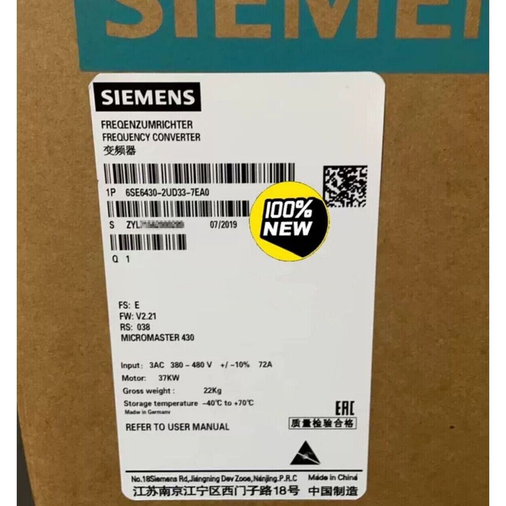 NEW Siemens 6SE6430-2UD33-7EA0 6SE6 430-2UD33-7EA0 MICROMASTER 430 Nofilter