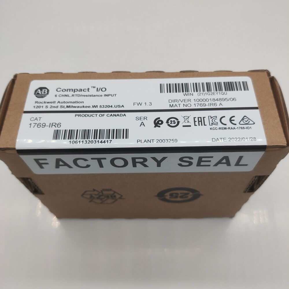 AB 1769-IR6 SER A CompactLogix 6 Pt RTD Module 1769IR6 New Factory Sealed Fedex or DHL