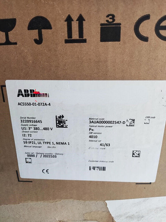 New ABB ACS550-01-045A-4 Inverter ACS55001045A4 Expedited Shipping UPS / DHL / Fedex