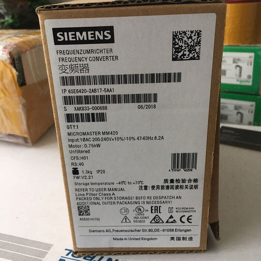 New Siemens MICROMASTER420 without filter 6SE6420-2AB17-5AA1 6SE6 420-2AB17-5AA1