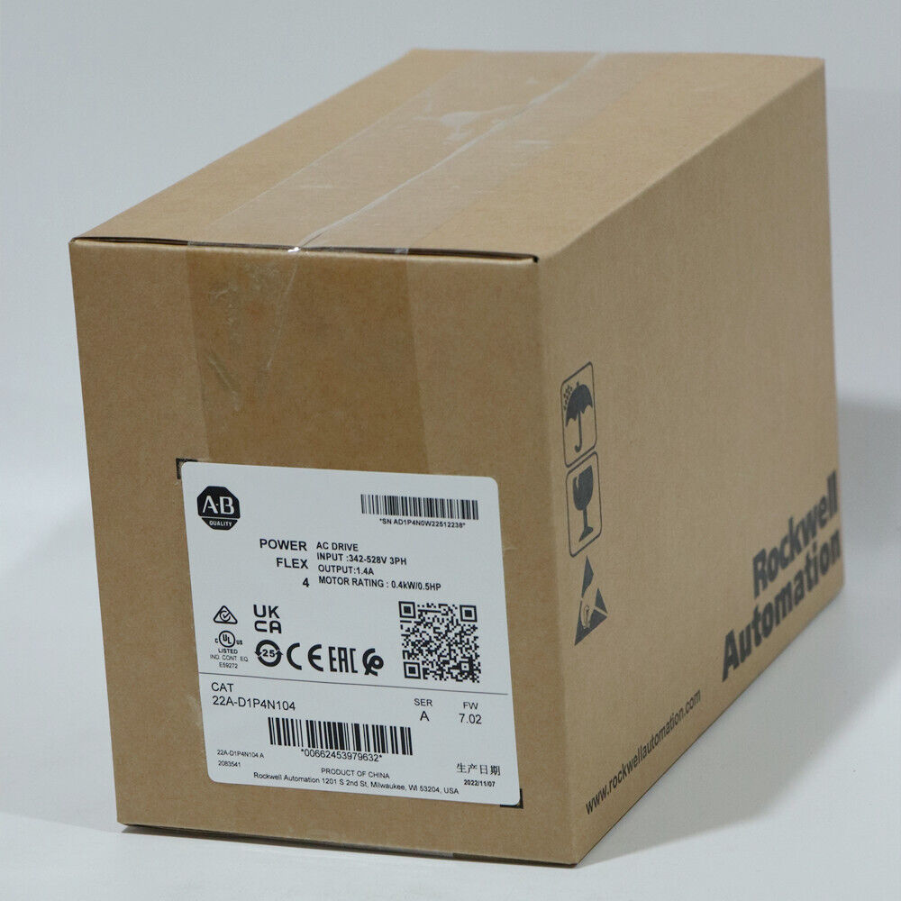 22A-D1P4N104 Allen Bradley 0.4kW PowerFlex 4 AC Drive 380VAC 3PH 1.4A Fedex or DHL