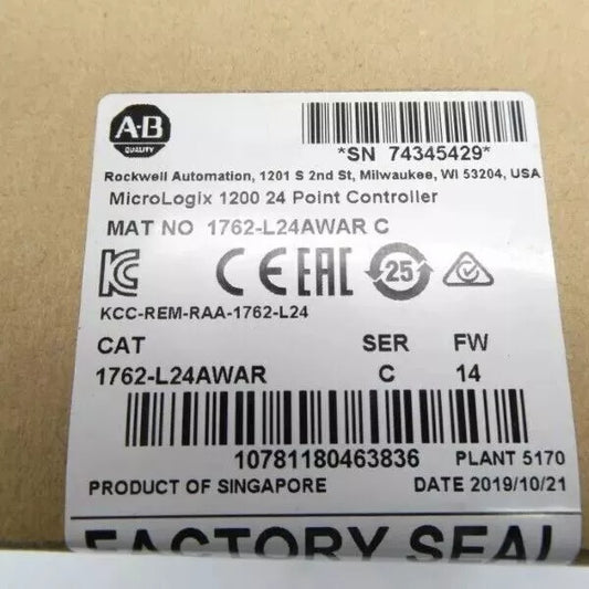 Allen-Bradley 1762-L24AWAR SER C MicroLogix 1200 24 Point Controller 1762L24AWAR DHL / UPS / FedEx