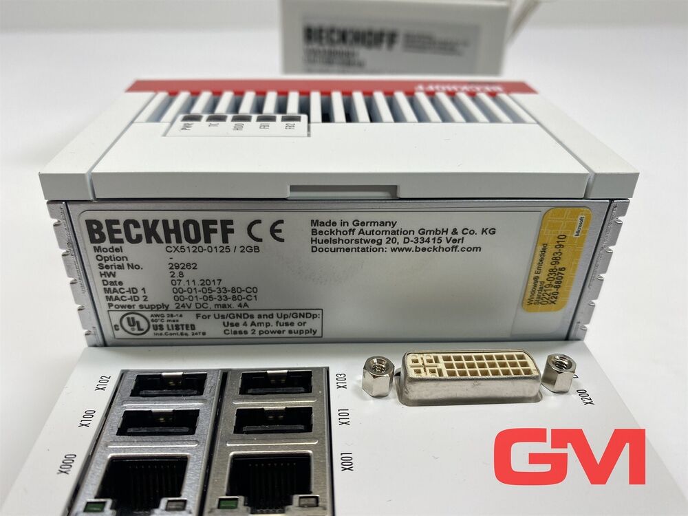 Beckhoff CPU CX5120-0123 Base Unit CX5120-0125 Hw 2.8+ CX1800 Win CX2900-0030