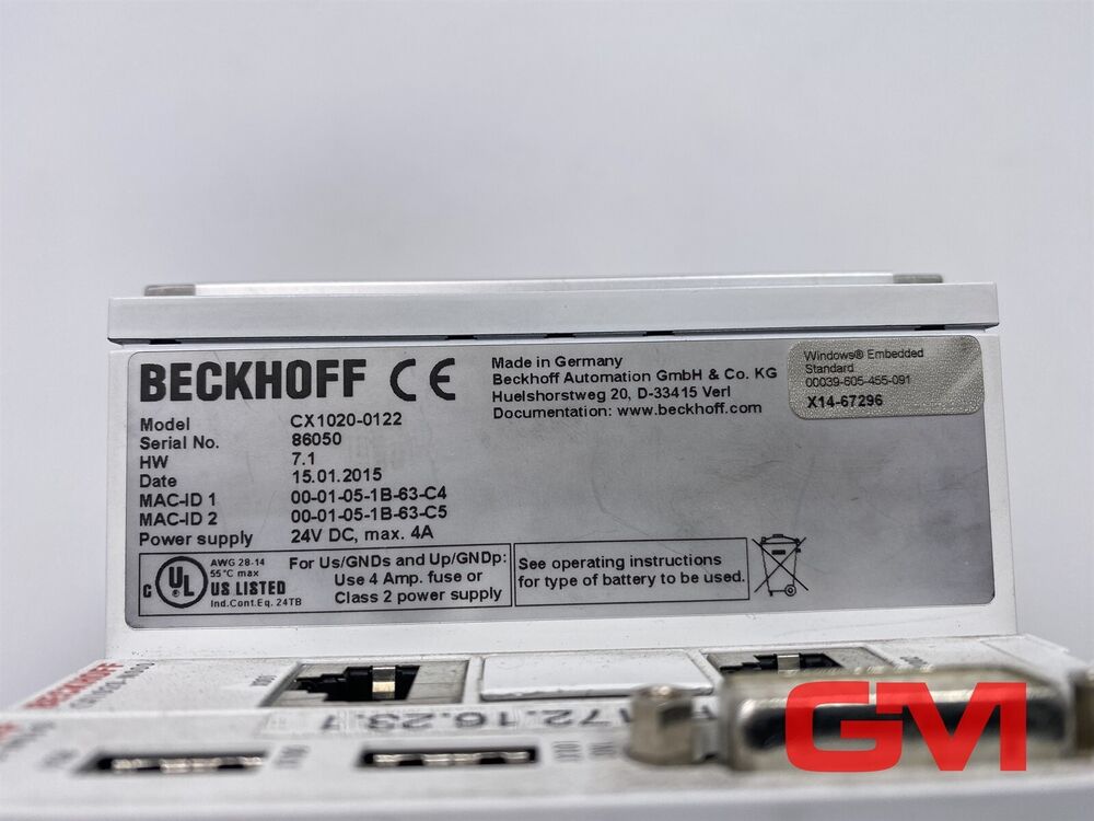 Beckhoff CPU Grundmodul CX1020-0122 CPU Module HW7.1+CX1020-N010+CX1020-N000