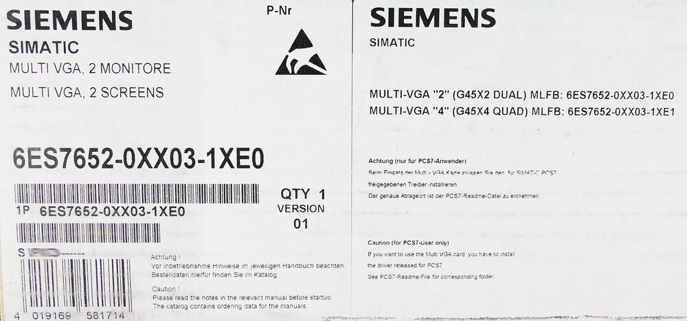 SIEMENS SIMATIC S7 6ES7652-0XX03-1XE0 6ES7 652-0XX03-1XE0 Vers. 1 - Unused --  UPS /  Fedex / DHL