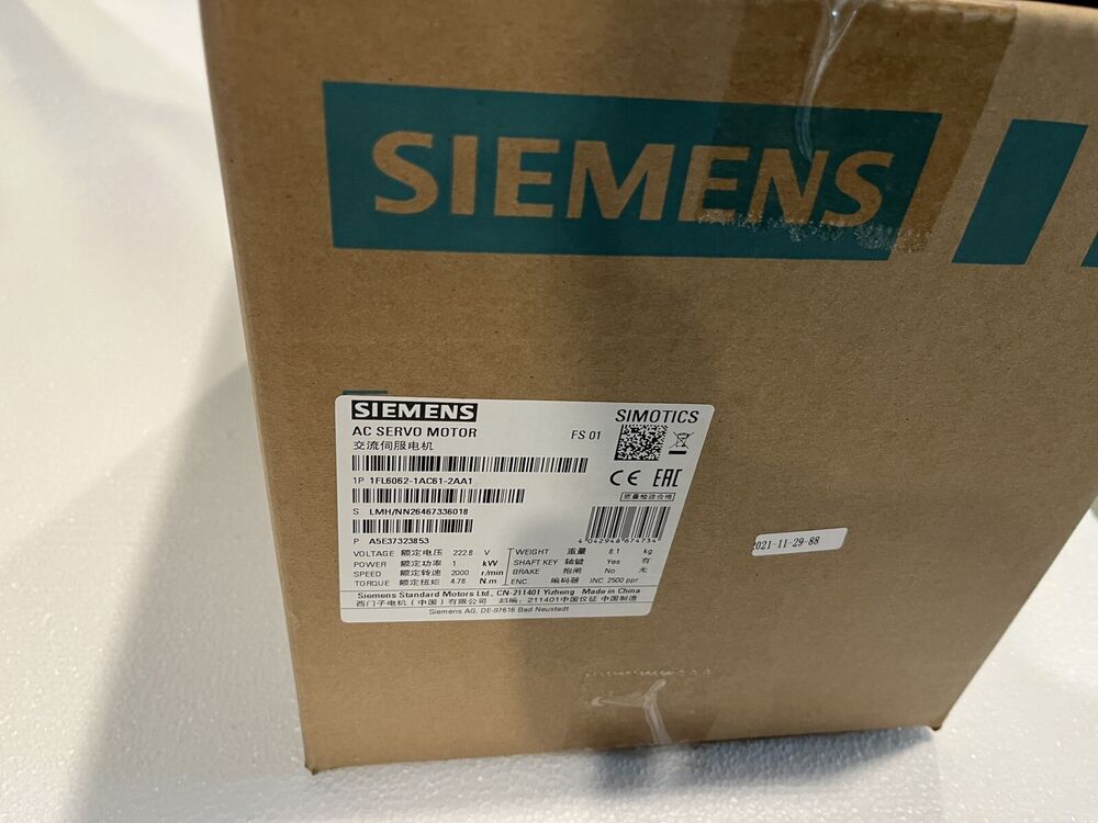 Siemens AC ServoMotor 1FL6062-1AC61-2AA1 In stock Fast Shipping Fedex / DHL