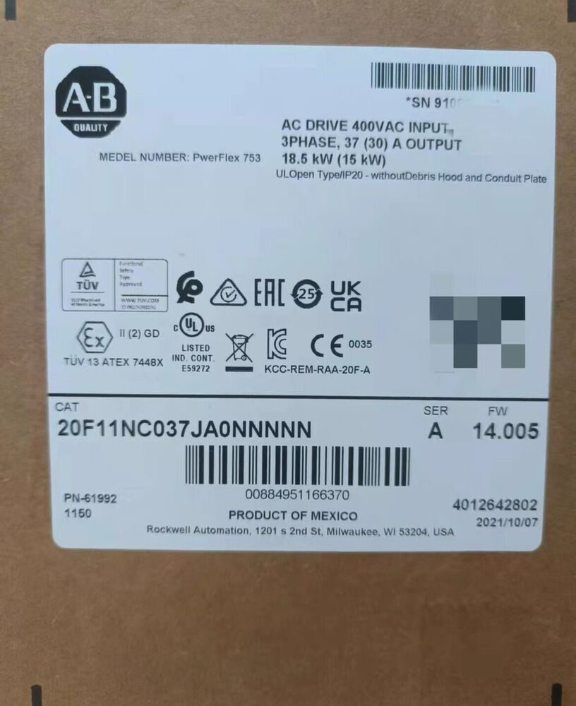 NEW Allen-Bradley 20F11NC037JA0NNNNN Iverter AB 20F11NC037JA0NNNNN New Sealed DHL / UPS / FedEx