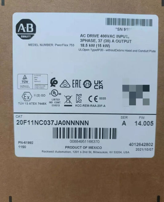 NEW Allen-Bradley 20F11NC037JA0NNNNN Iverter AB 20F11NC037JA0NNNNN New Sealed DHL / UPS / FedEx