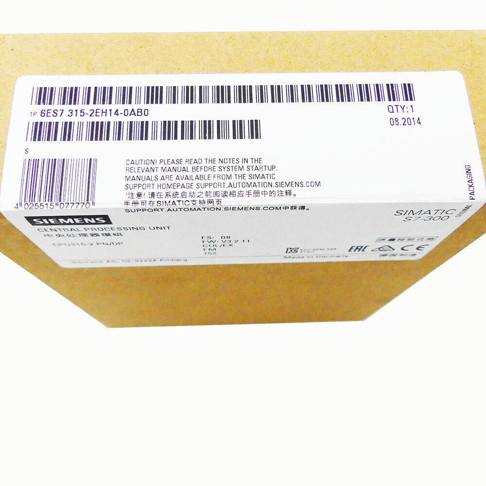 SIEMENS SIMATIC S7 6ES7315-2EH14-0AB0 6ES7 315-2EH14-0AB0 CPU FS:08 -sealed-- UPS / Fedex / DHL