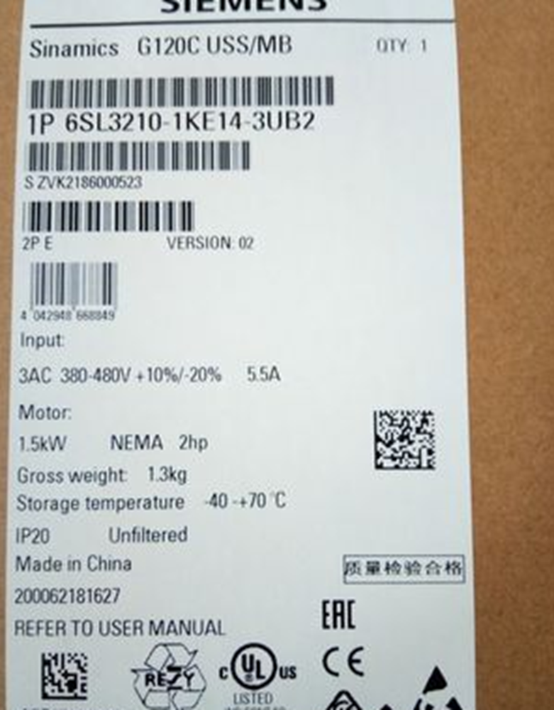 NEW Siemens G120C integrated inverter 1.5KW 6SL3210-1KE14-3UB2 DHL / UPS / FedEx