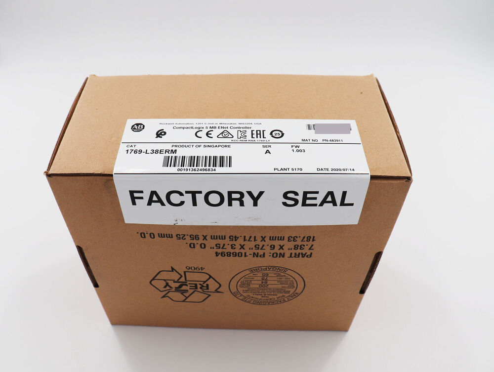 New Factory Sealed Allen-Bradley 1769-L38ERM CompactLogix 1769-L38ERM Free Ship Fedex or DHL