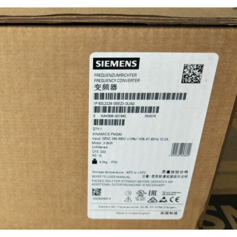 New Siemens 6SL3224-0BE23-0UA0 6SL32240BE230UA0 G120 PM 240 Power Module