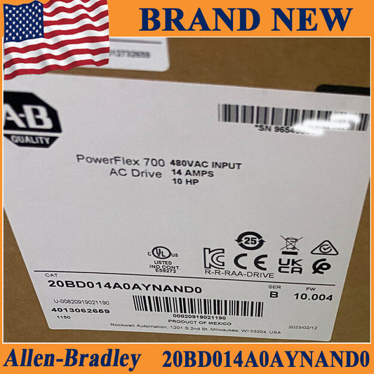 Allen Bradley 20BD014A0AYNAND0 NEW IN STOCK PowerFlex 700 AC Drive Ship By UPS DHL / UPS / FedEx