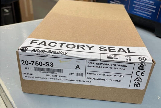 Allen Bradley 20-750-S3 Network Safe Torque Module PowerFlex 750 New IN BOX DHL / UPS / FedEx