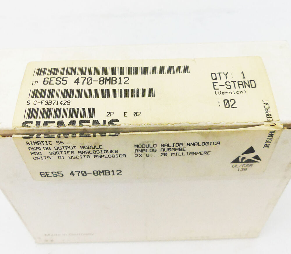 SIEMENS SIMATIC S5 6ES5470-8MB12 6ES5 470-8MB12 Vers. 02 -unused-- Fedex / DHL