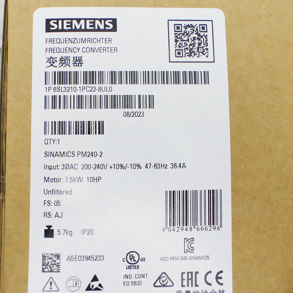 SIEMENS SINAMICS PM240-2 6SL3210-1PC22-8UL0 6SL3 210-1PC22-8UL0 FS: 05 -new--  UPS /  Fedex / DHL