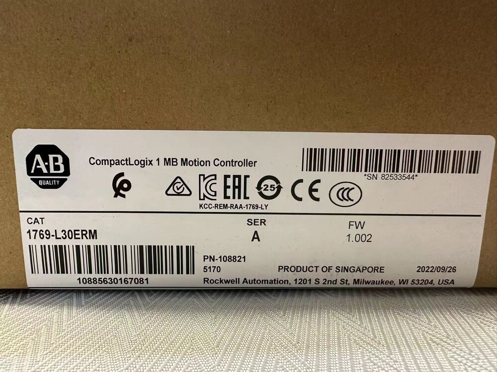 AB 1769-L30ERM 2022 SER A NEW Allen-Bradley CompactLogix 1MB Motion Controller Fedex or DHL