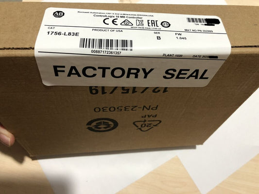 2022 Allen Bradley 1756-L83E /B ControlLogix Logix5580 Processor - New Surplus Fedex or DHL