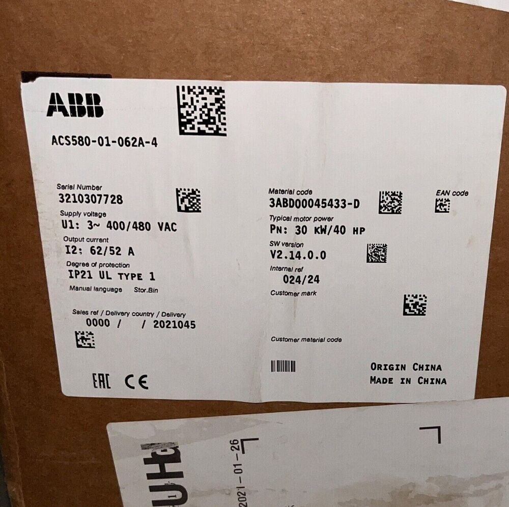 ACS580-01-062A-4 brand new ABB frequency converter with box, free shipping UPS / DHL / Fedex