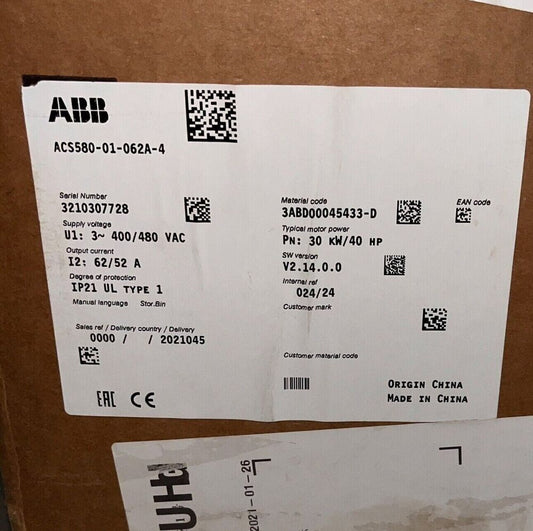 ACS580-01-062A-4 brand new ABB frequency converter with box, free shipping UPS / DHL / Fedex