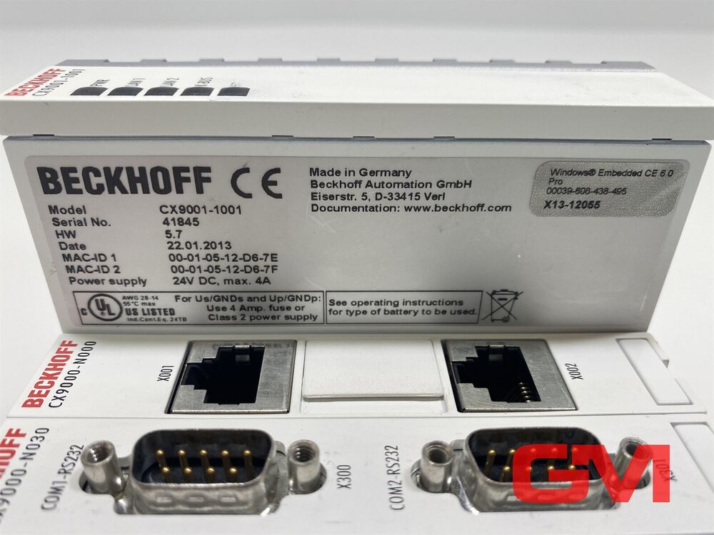 Beckhoff Control Unit CX9001-1001 Module Set CX9000-N030 CX9000-N000 Hw 5.7 Unit