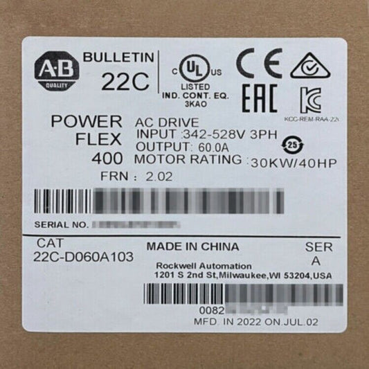 NEW SEALED AB 22C-D060A103 /A Powerflex 400 AC Drive 40HP 22CD060A103 FREE SHIP DHL / UPS / FedEx