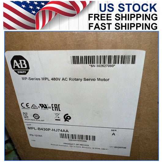 MPL-B430P-HJ74AA Allen Bradley MP-Series MPL 480V AC Rotary Servo Motor US NEW DHL / UPS / FedEx