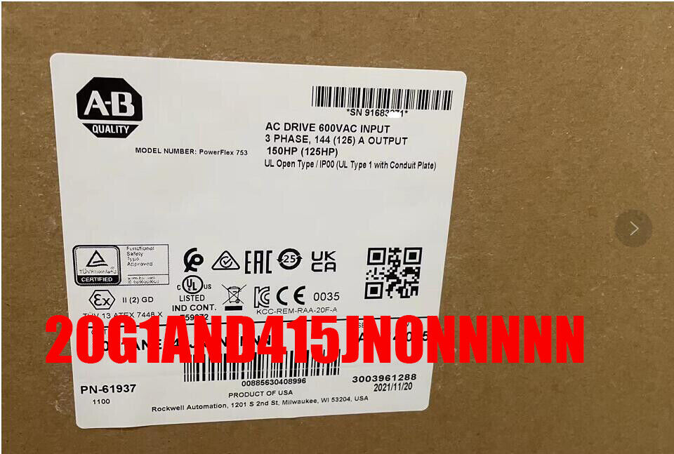 Allen-Bradley 20G1AND415JN0NNNNN Factory Sealed 755 AC Drive Air Cooled DHL / UPS / FedEx