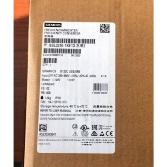 New Siemens 6SL3 210-1KE13-2UB2 6SL3210-1KE13-2UB2 G120C RATED POWER 1,1KW