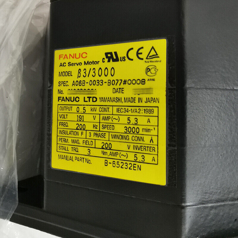 NEW FANUC A06B-0033-B077#0008 SERVO MOTOR A06B0033B0770008 EXPEDITED SHIPDHL / UPS / FedEx