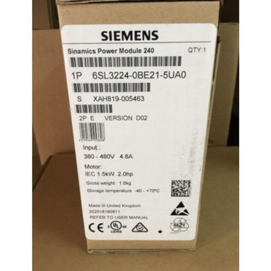 New Siemens G120 PM 240 Power Module 6SL3224-0BE21-5UA0 6SL3 224-0BE21-5UA0