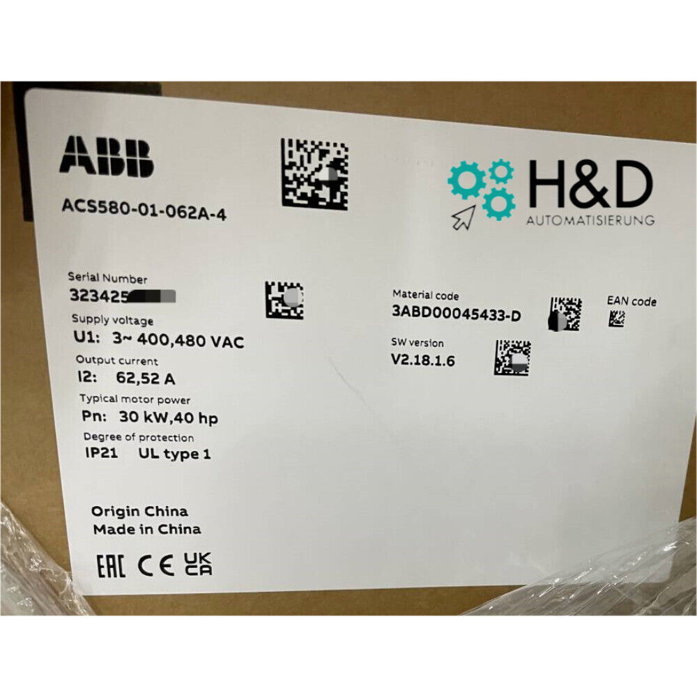 ACS580-01-062A-4 ABB Variable Frequency Drive 30KW Brand New Box!Spot Goods Zy