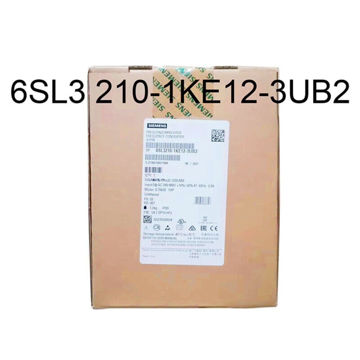 New Siemens 6SL3210-1KE12-3UB2 G120C RATED POWER 0,75KW 6SL3 210-1KE12-3UB2