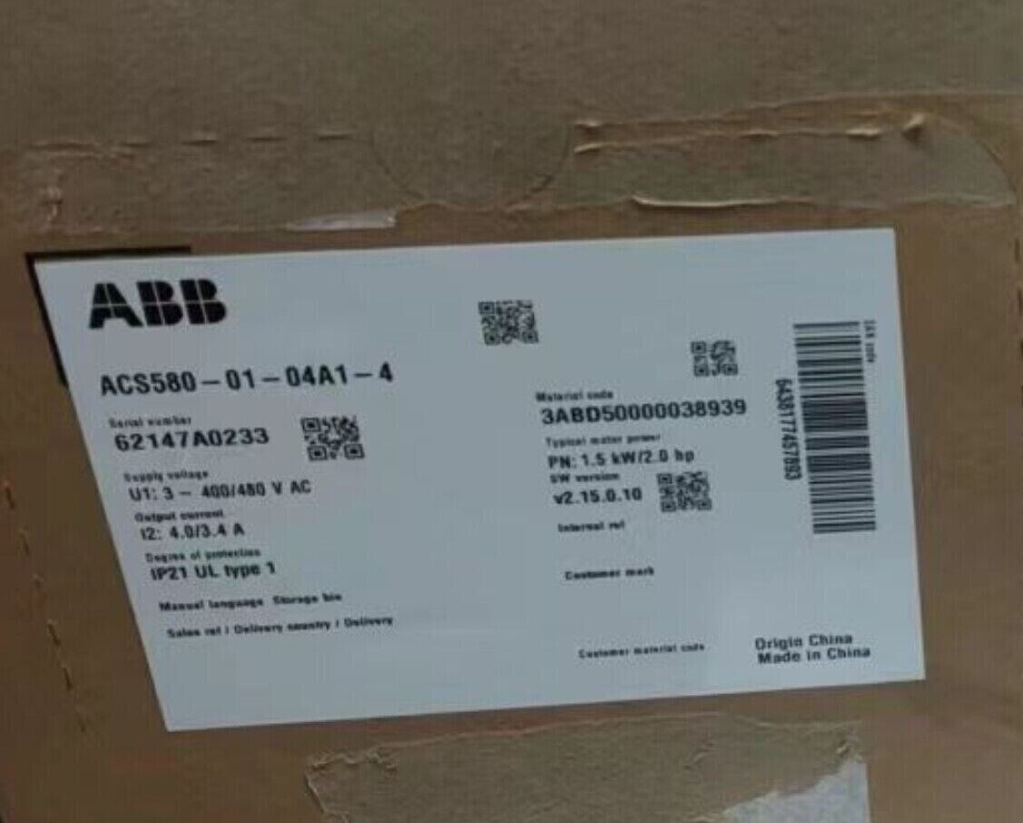 ACS580-01-04A1-4 brand new ABB Frequency converters ，ACS5800104A14，fast shipping