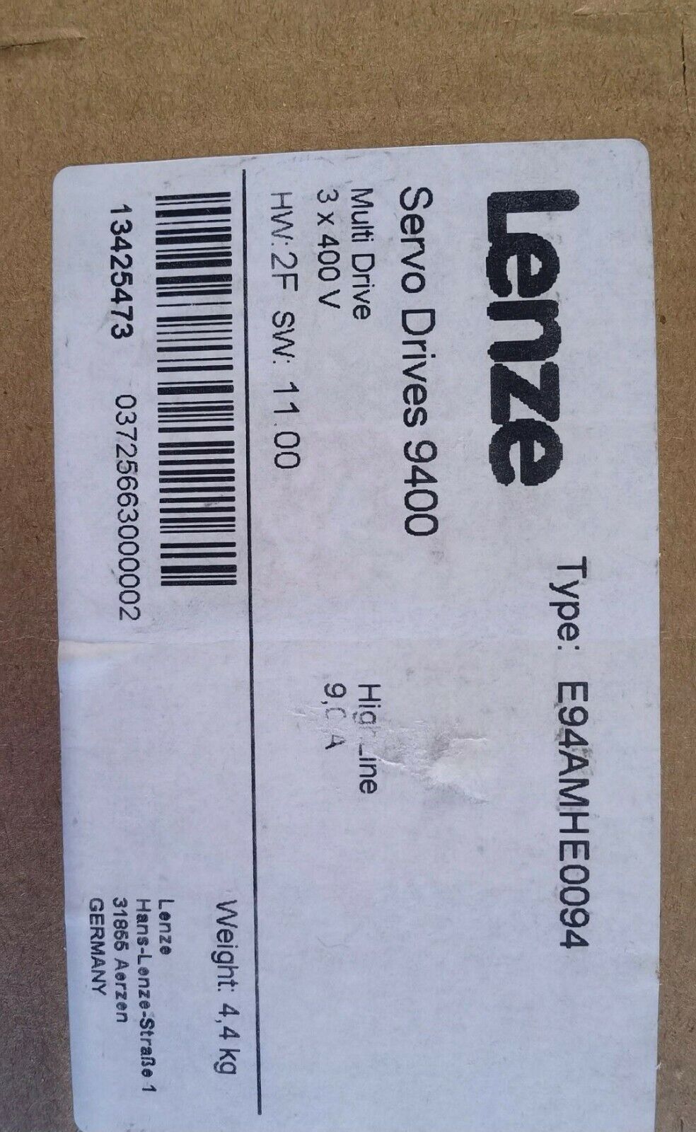 NEW LENZE E94AMHE0094 SERVO DRIVE E94AMHE0094 EXPEDITED SHIPPING DHL / UPS / FedEx