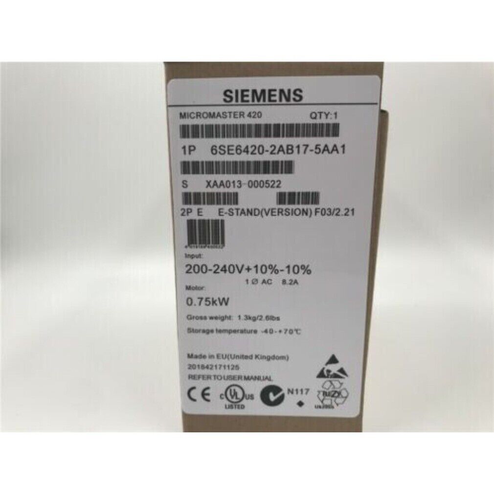 New Siemens 6SE6 420-2AB17-5AA1 6SE6420-2AB17-5AA1 MICROMASTER420 without filter